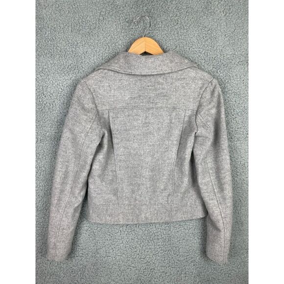 J'amy Tarr Wool Asymmetric Zip Front Cropped Moto Jacket Gray Small - Picture 4 of 5